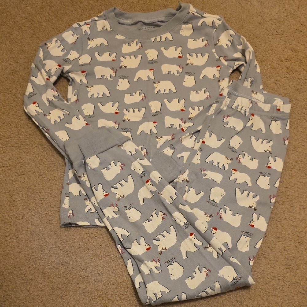 Janie and Jack Polar Bear Pajama Set - Gray and White